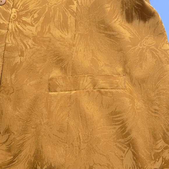 Anna Frank Silk Vest Women Small Gold Floral Jacquard Button Front V-Neck - Picture 4 of 9